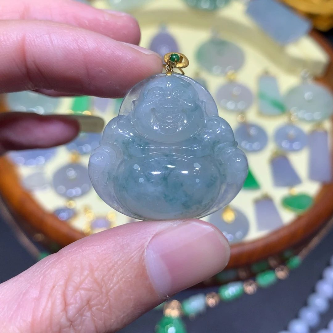 翡翠吊坠(不含链)18K金镶嵌