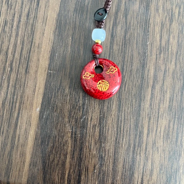 含辰砂工艺品精品雕刻烫金福字公主平安扣钥匙扣