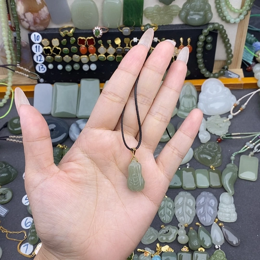 和田玉银S925镶嵌吊坠(不含链)