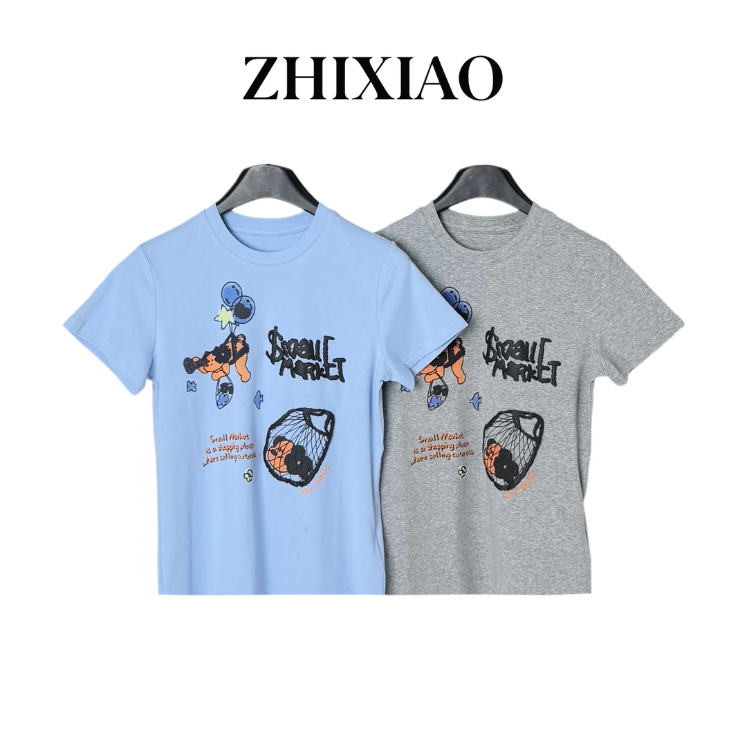 【ZHIXIAO】夏季新款：发泡印花短袖TR761
