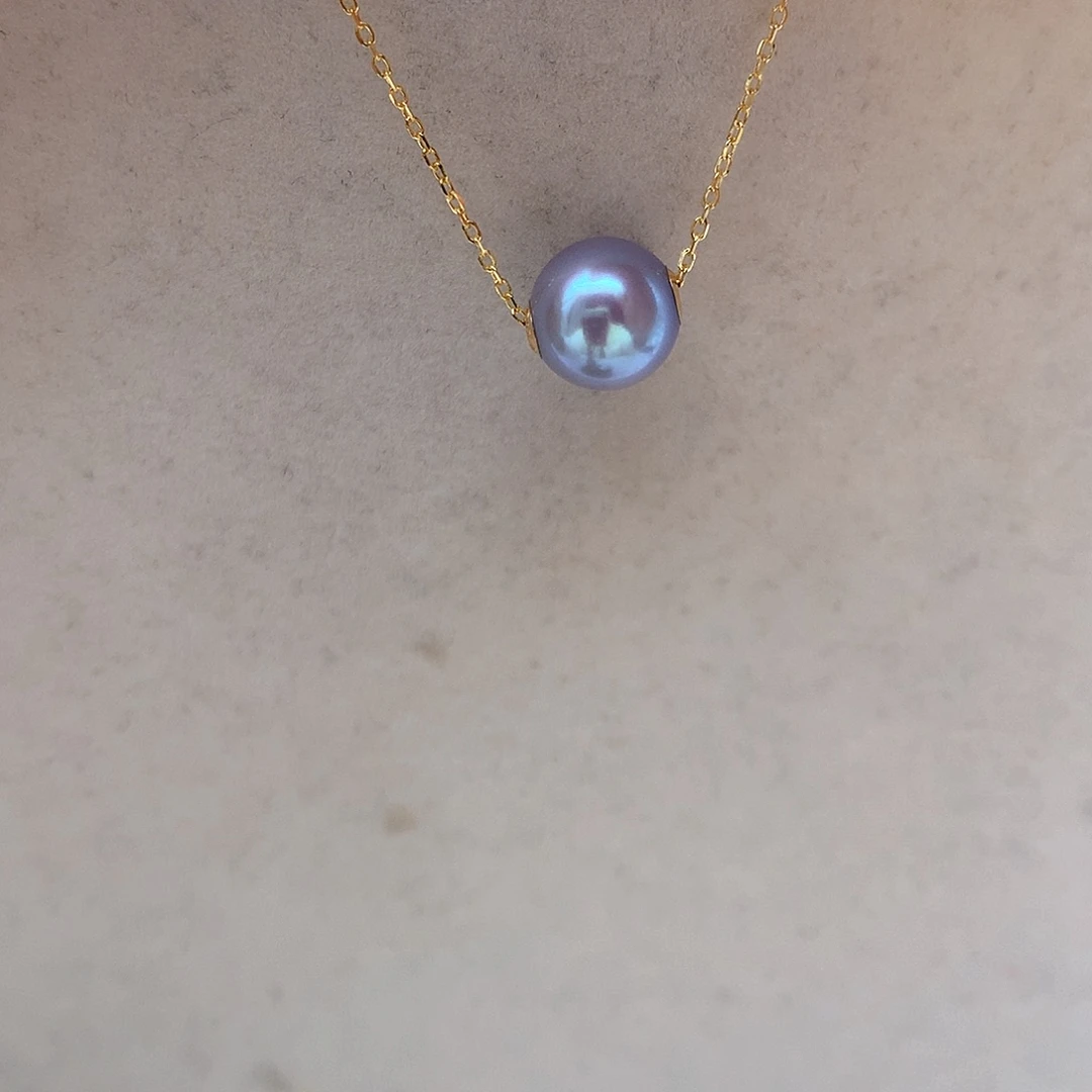 海水珍珠9mm真多麻路路通18K金镶嵌