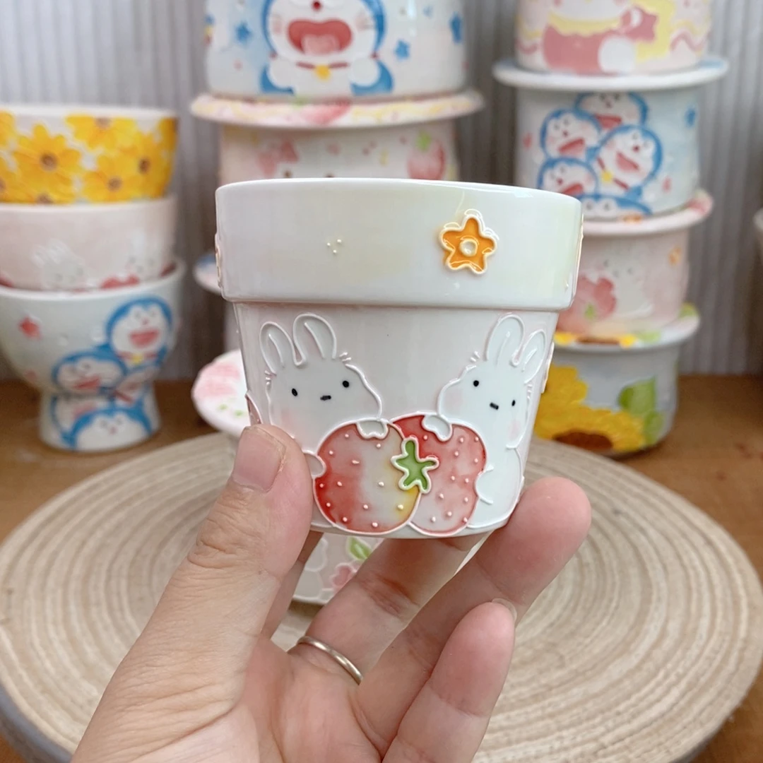 白泥手绘多肉花盆26