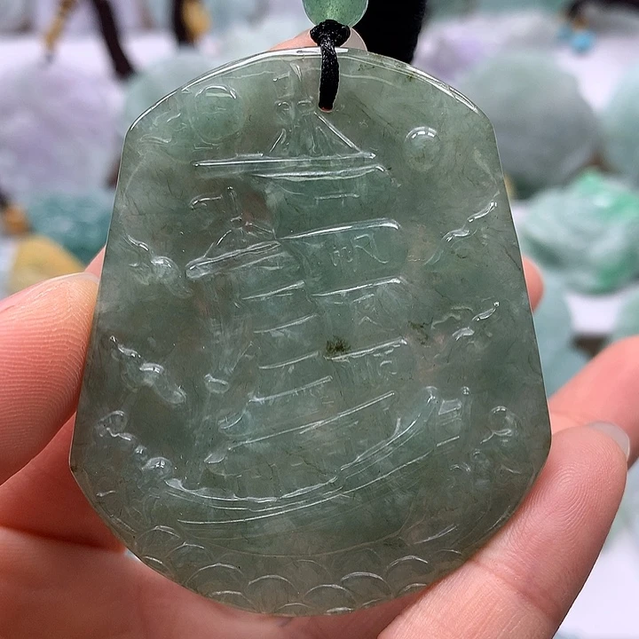 翡翠未镶嵌颈饰一帆风顺洒黄翡福利