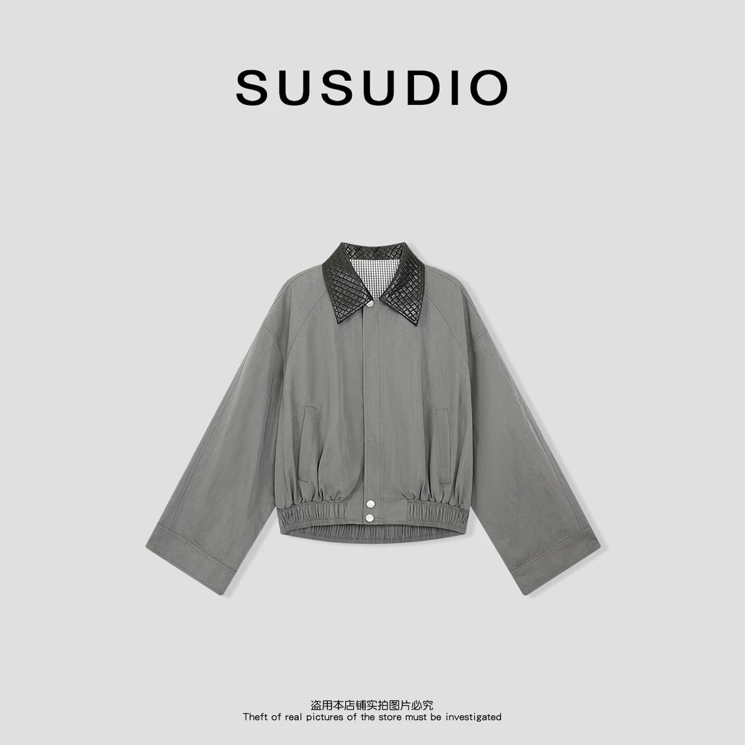 SUSUDIO③ 索尔斯 新款百搭休闲拼色翻领外套70020