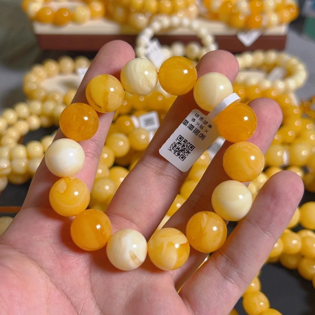 未镶嵌琥珀裸石多宝手串 15mm  30.54g