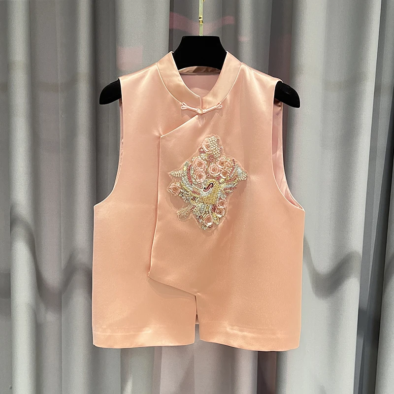 2026新款醋酸马甲气质时尚休闲百搭复古中式无袖上衣