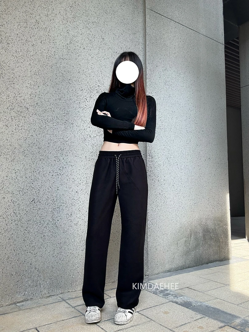 杏色糯米裤女秋冬2024新款加厚高腰显瘦直筒垂感慵懒宽松阔腿裤