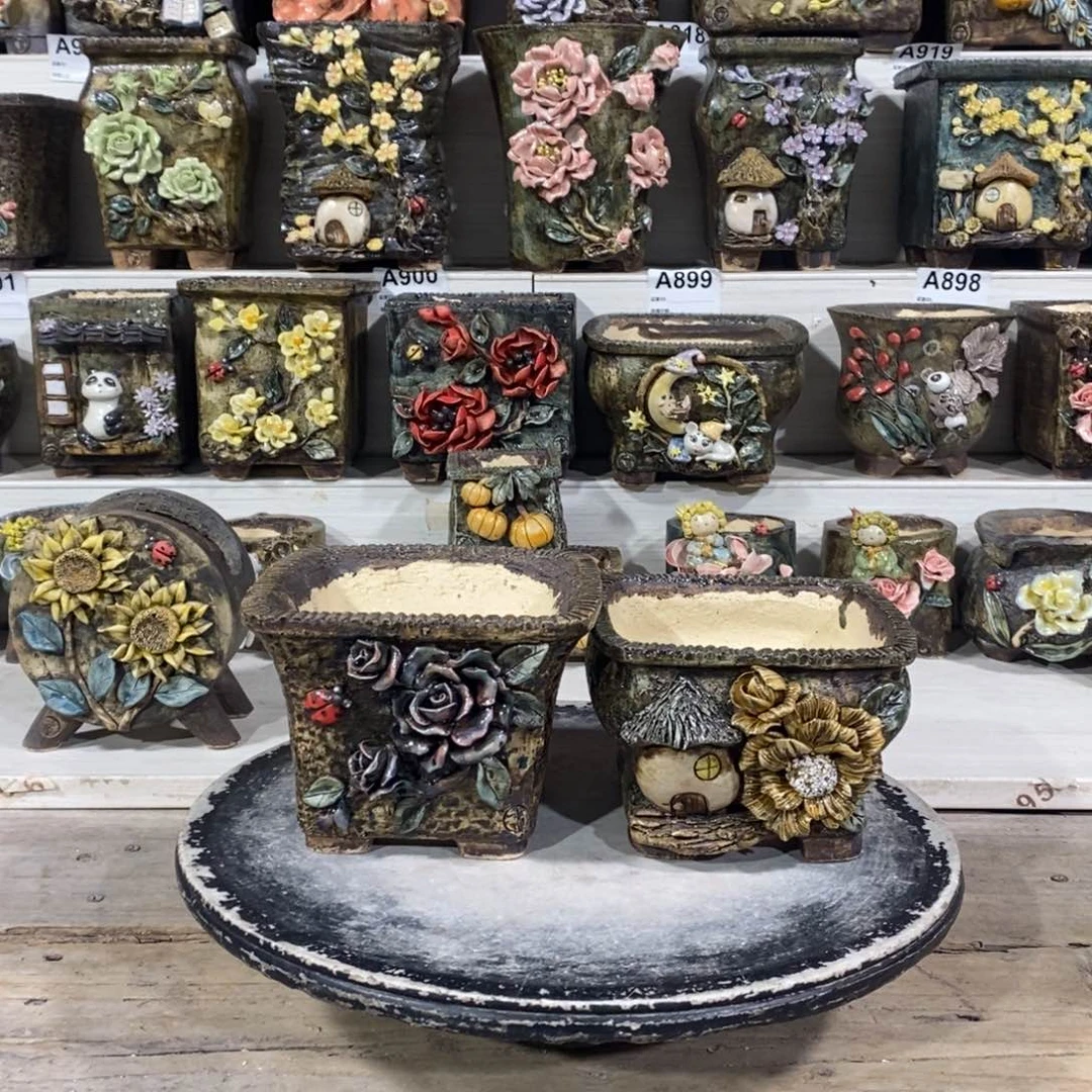 红陶青藤花器多肉花盆