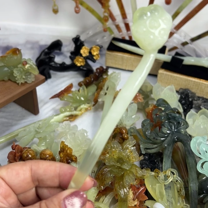 蛇纹石玉发饰未镶嵌缘**提