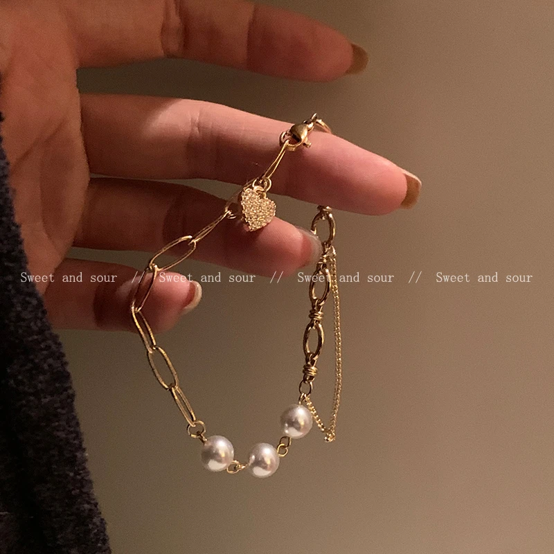 合金仿珍珠手链 个性手工小众百搭可爱时尚情侣手链9112-01