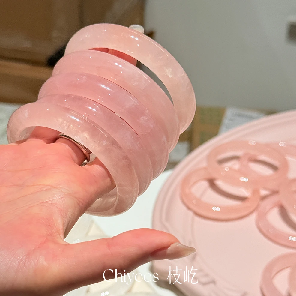 【芭乐芯芯】 天然马粉碎冰冰粉晶手镯 桃花淡粉色 /多样性发其一