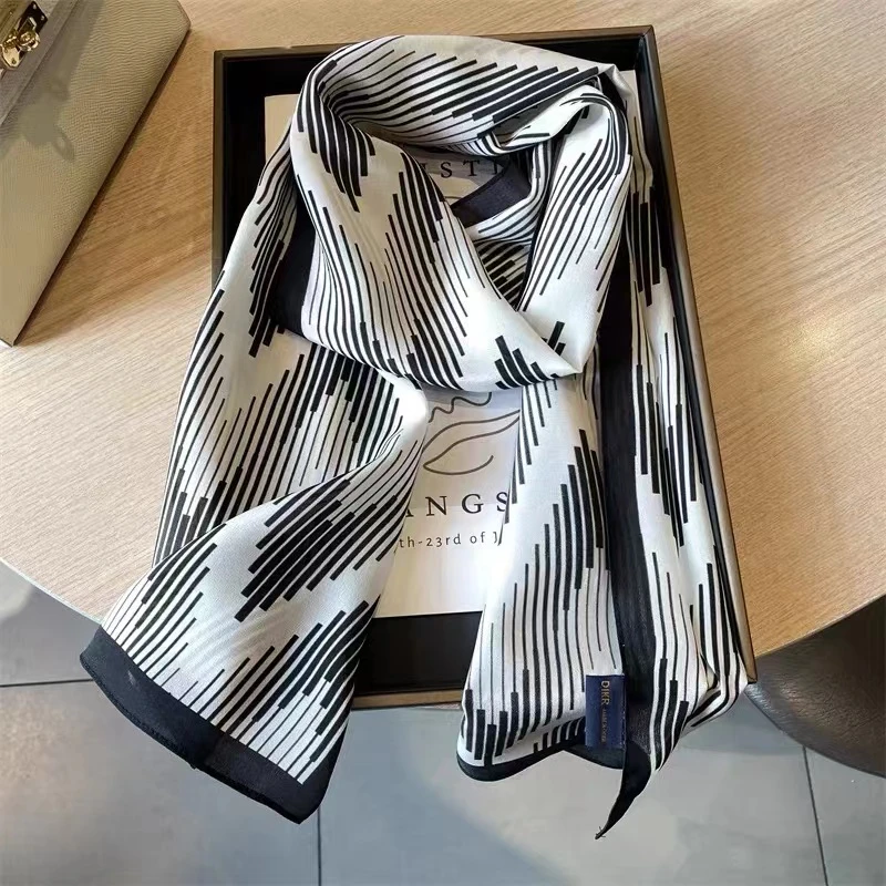 100%桑蚕丝双绉【几何33*135】高端丝巾时尚百搭围巾气质轻奢女披肩