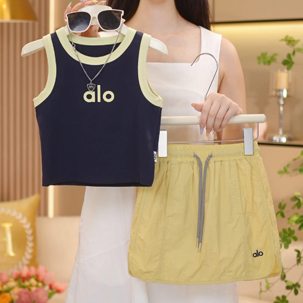 【闺蜜家】女童2025夏季新款时尚韩系背心上衣+短裙工装潮套装-8429