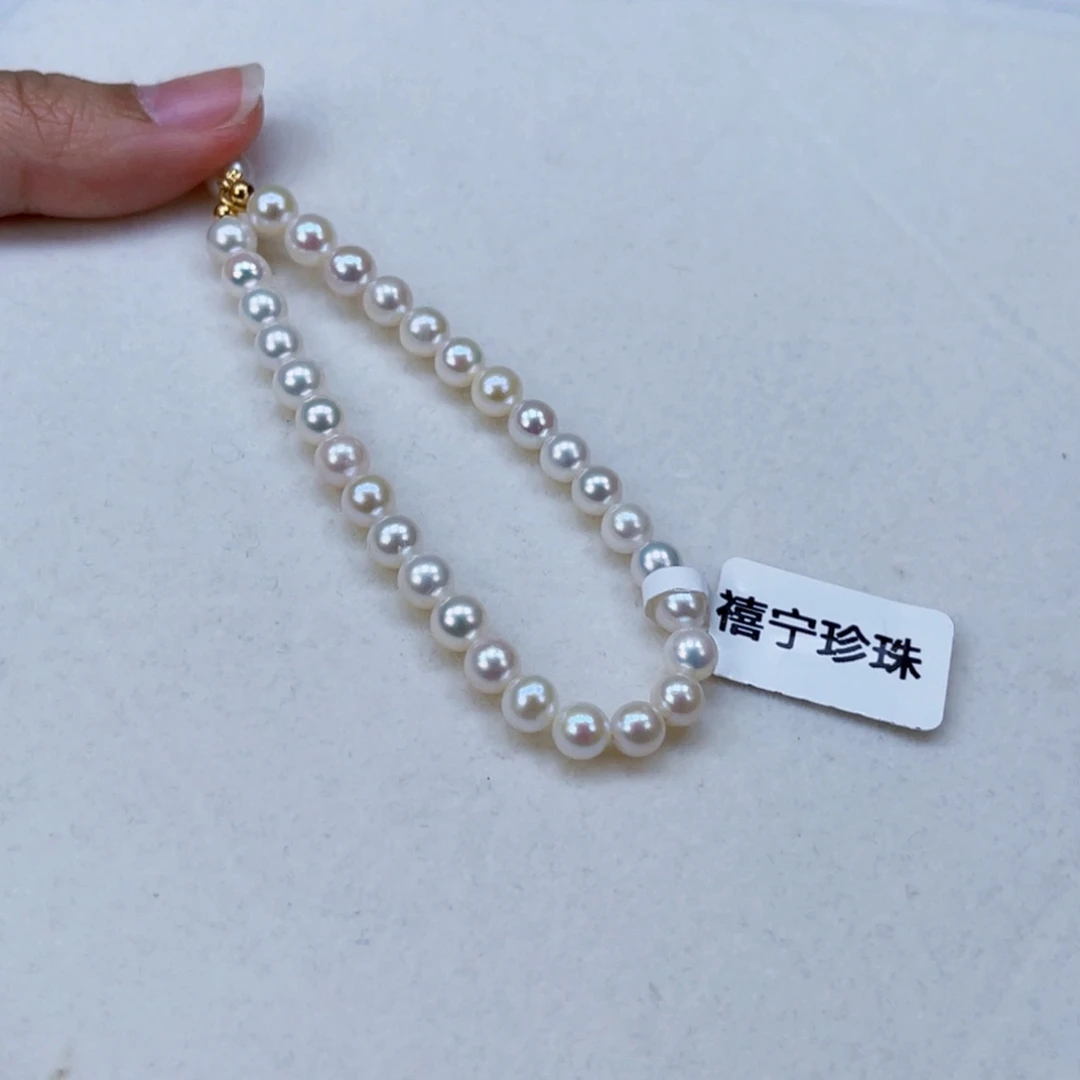 银S925镶嵌手绳淡水珍珠5-6天然淡水珍珠手链