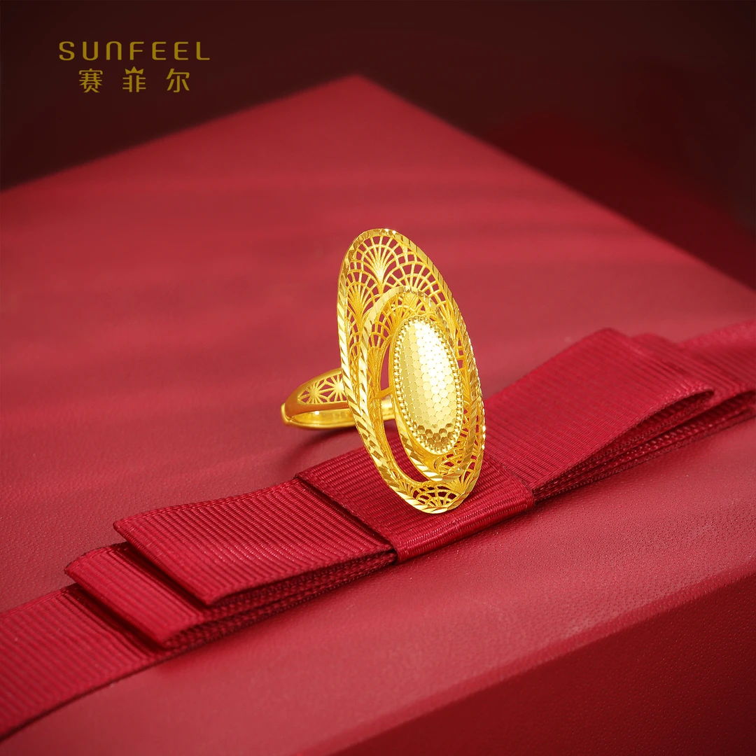 SUNFEEL/赛菲尔【一店】足金闪光金时尚花丝护指戒HJ07020529