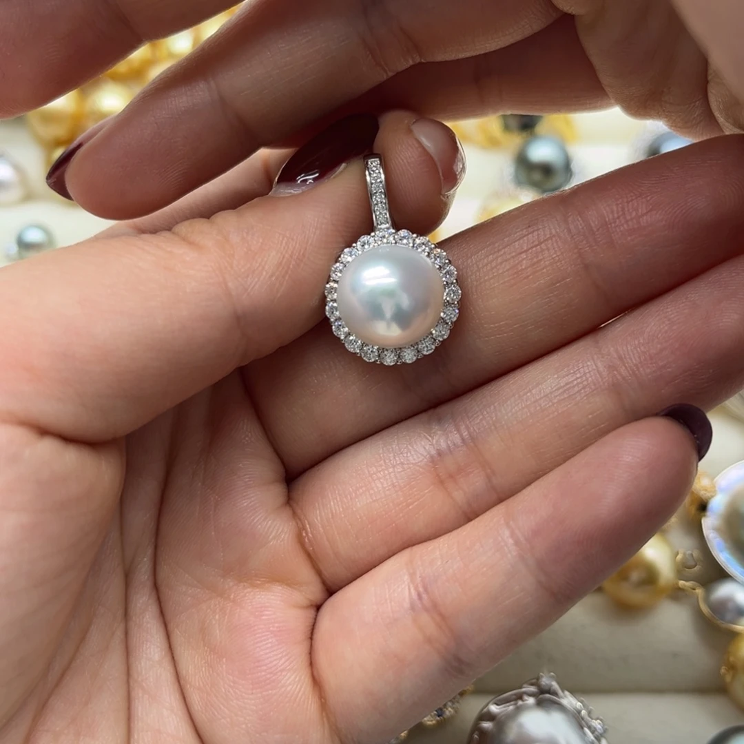 吊坠(不含链)海水珍珠银S925镶嵌