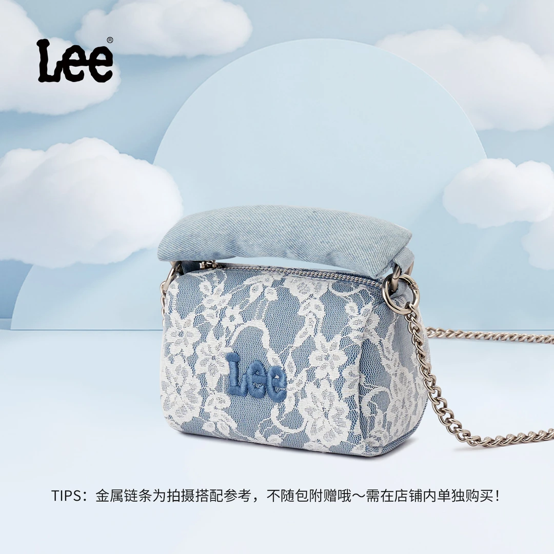 Lee迷你蕾丝馒头包刺绣链条包少女学生精致百搭手提包斜挎手机包