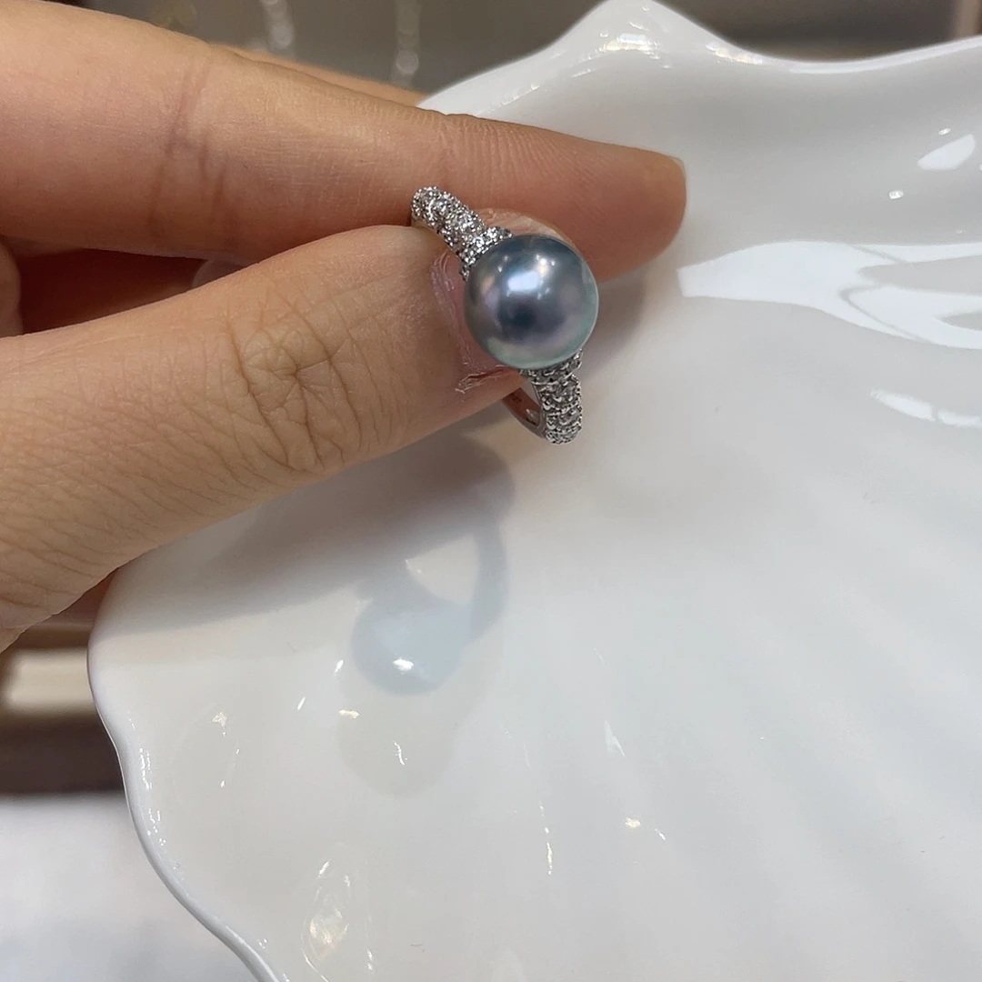 银S925镶嵌戒指海水珍珠