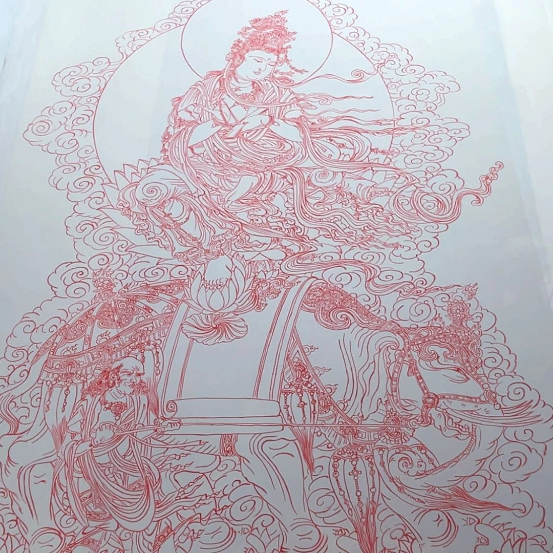 恒***业国画朱砂普贤菩萨作品