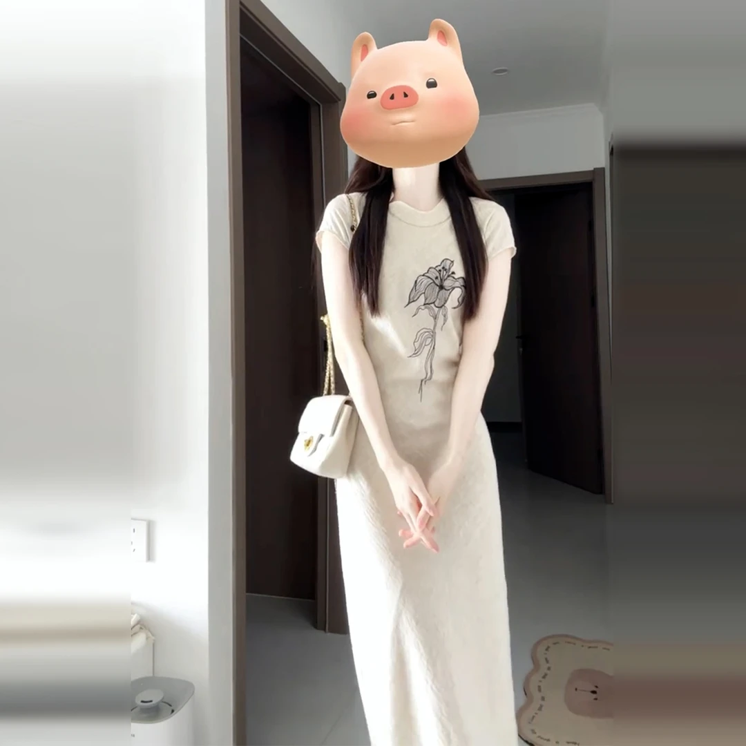 【现货+运补】新中式国风改良旗袍连衣裙夏季2025新款收腰长裙5745