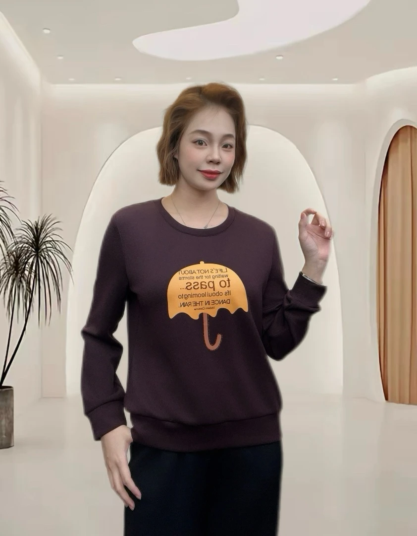 秋季款休闲长袖打底女小衫大码宽松气质时尚百搭女款秋冬圆领