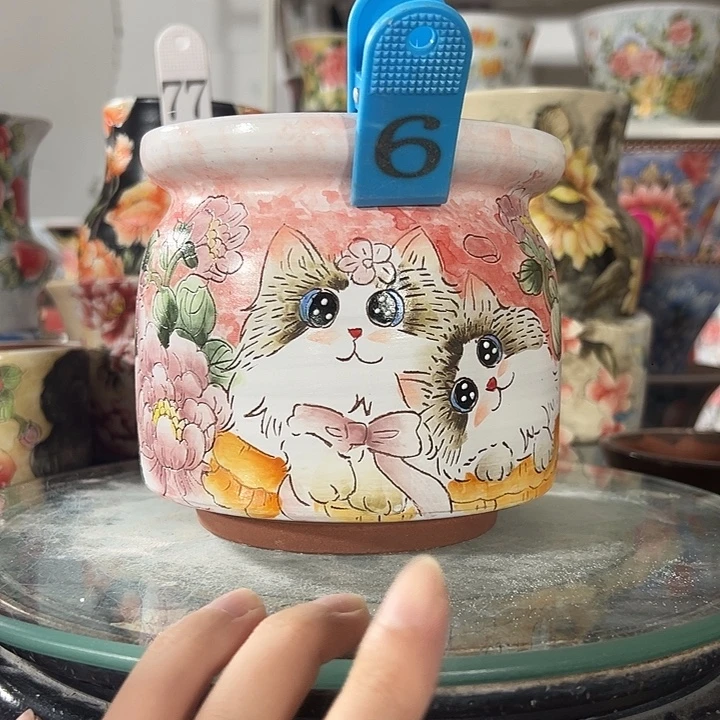 景德镇幸运花盆手绘韩式花盆