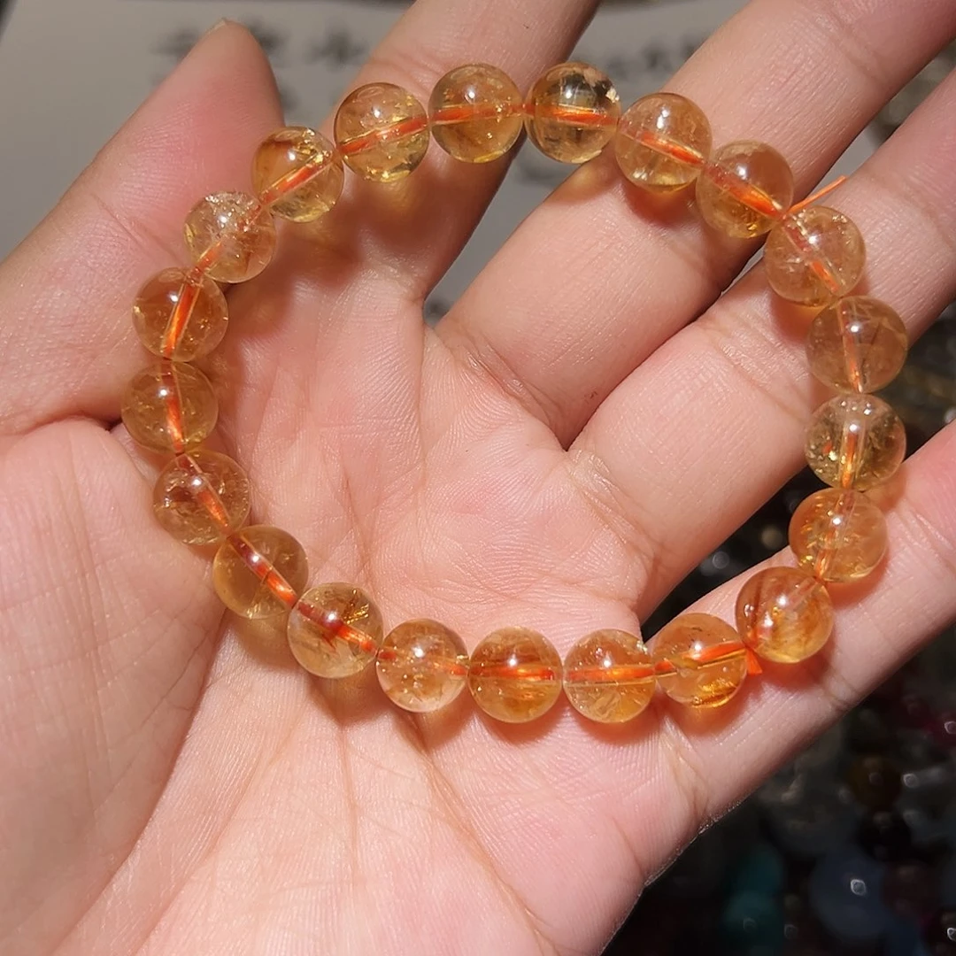 水晶手链未镶嵌暴力黄水晶9毫米