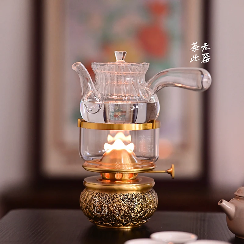 【聚宝盆】潮汕工夫茶具家用迷你黄铜煮茶灯空气灯客厅摆件煮茶炉