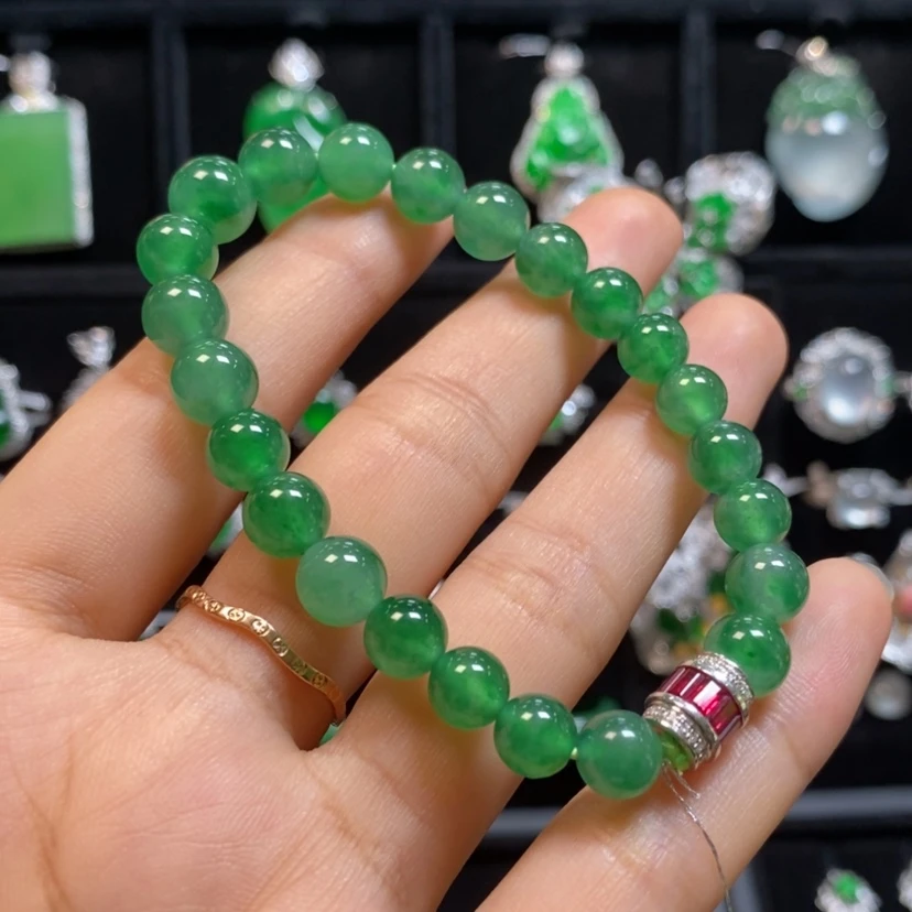 【闪购商品】翡翠18K金镶嵌吊坠(不含链)禧荟翠阳绿手串