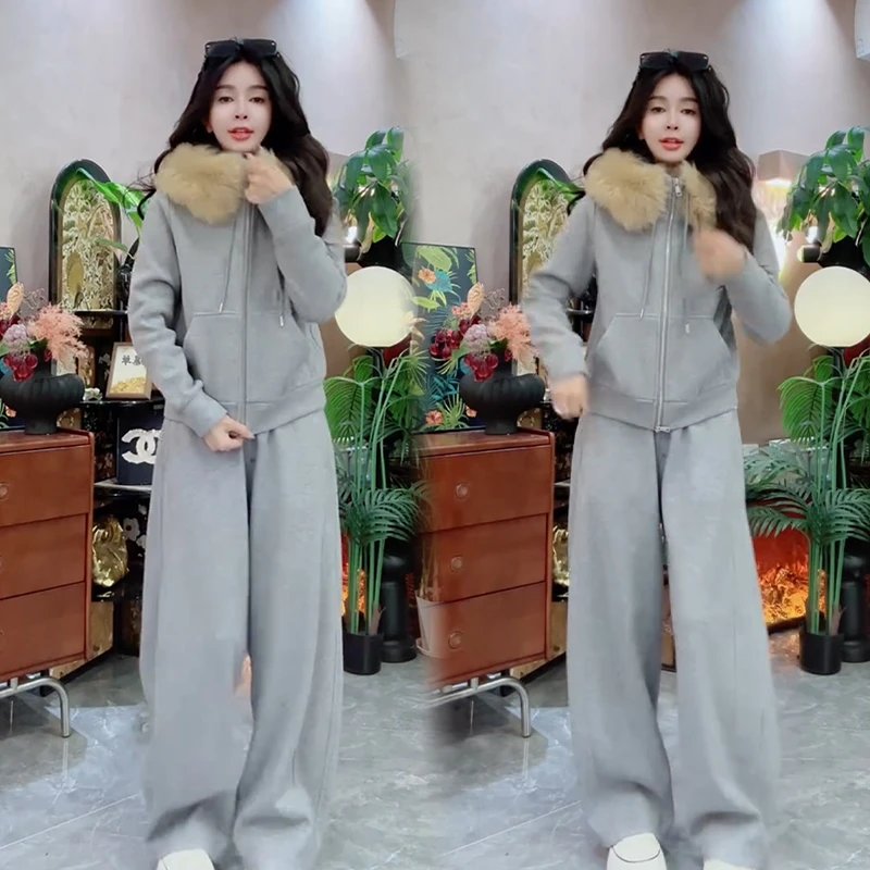 2025秋冬新款时尚显瘦气质网红高档套装女高级百搭宽松大码两件套