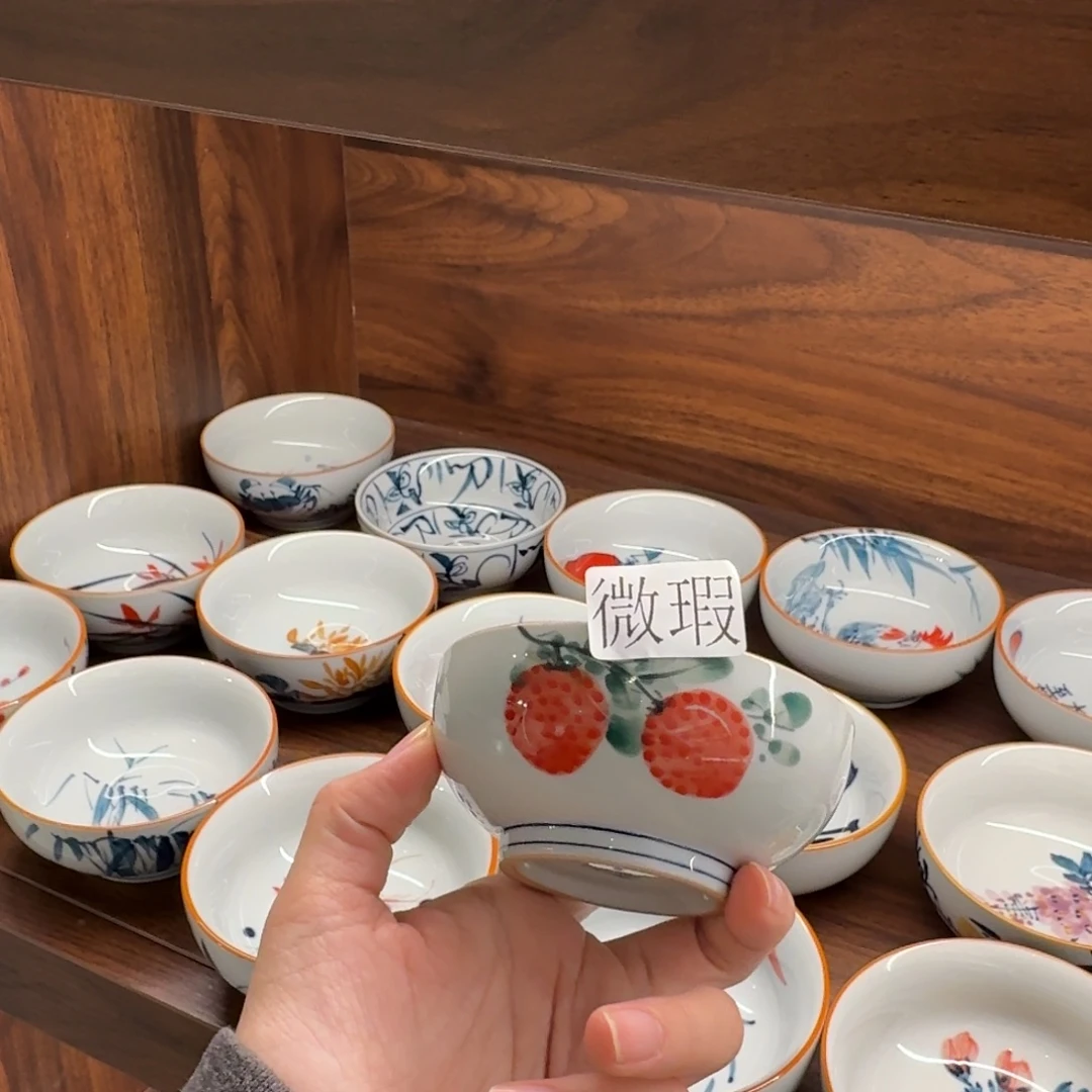 釉下手绘茶具微瑕