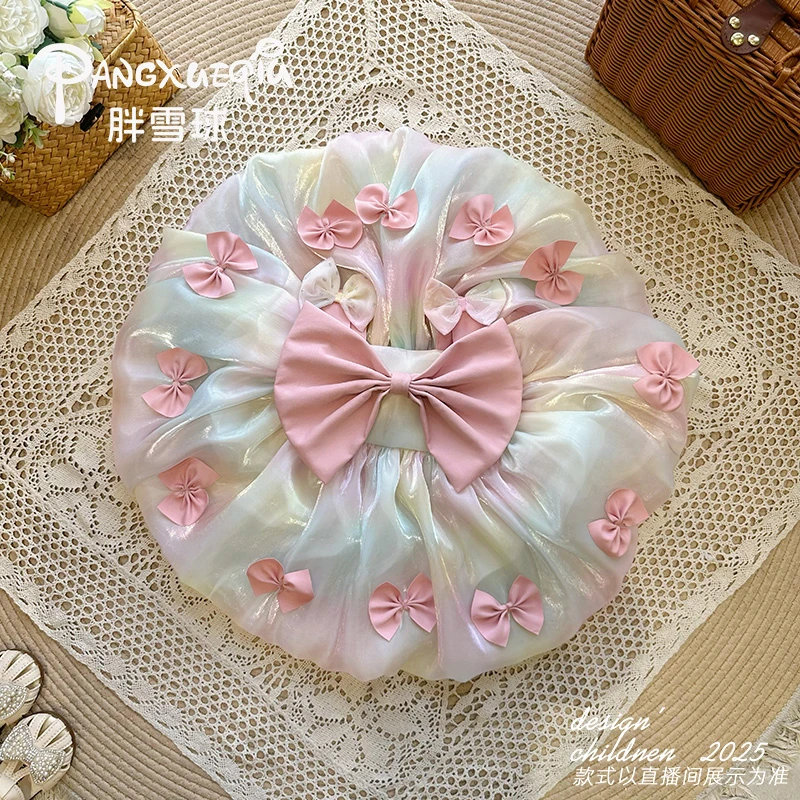 胖雪球女彩色公主风连衣裙幼儿纱裙婴儿女宝宝裙哈衣童装