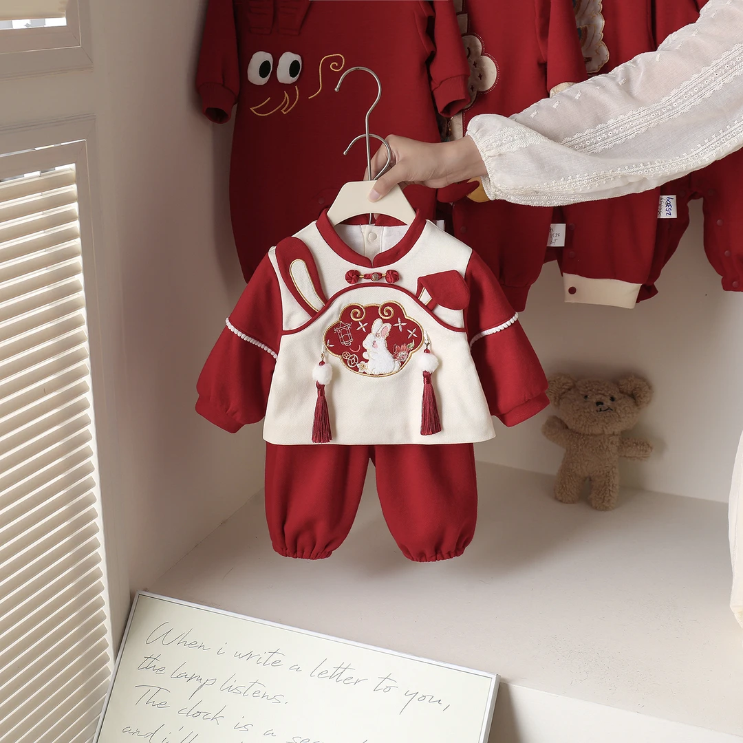 汉服女童套装秋装新款婴儿国风唐装宝宝周岁礼服儿童中式衣服春秋