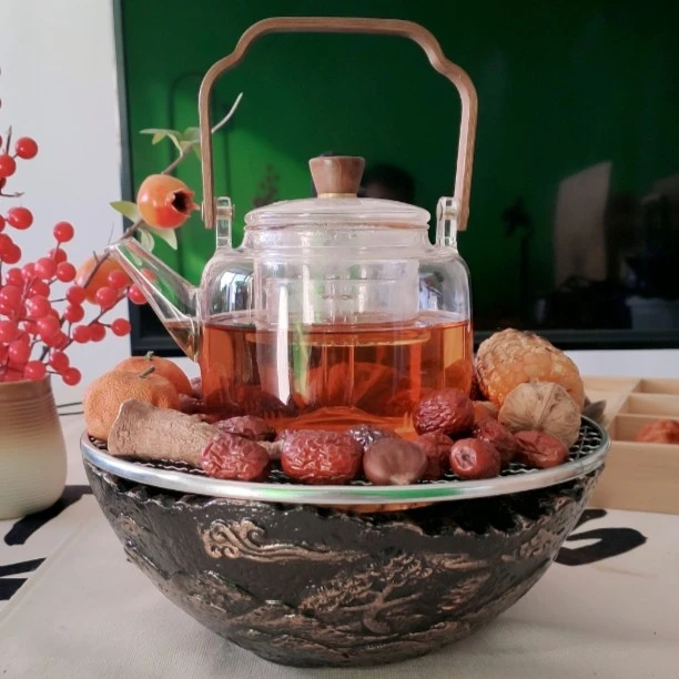 福熙堂黑金围炉海棠壶套装围炉煮茶器具全套电陶炉煮茶器茶具套装