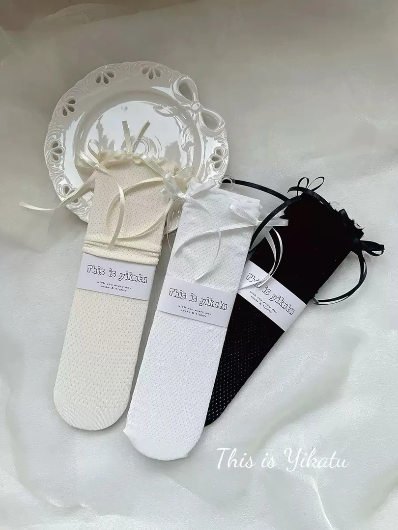 伊卡兔蕾丝蝴蝶结袜子