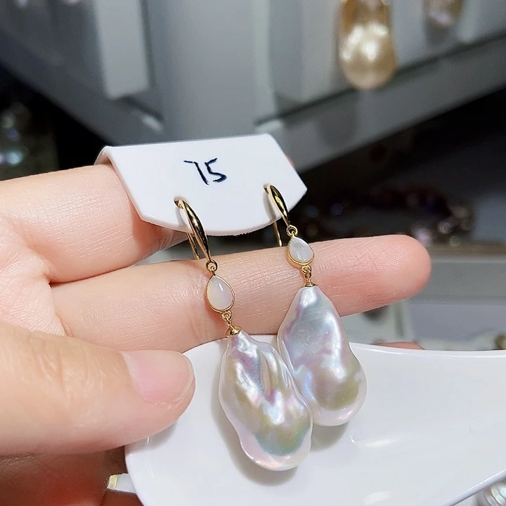 淡水珍珠耳饰银S925镶嵌❤️****