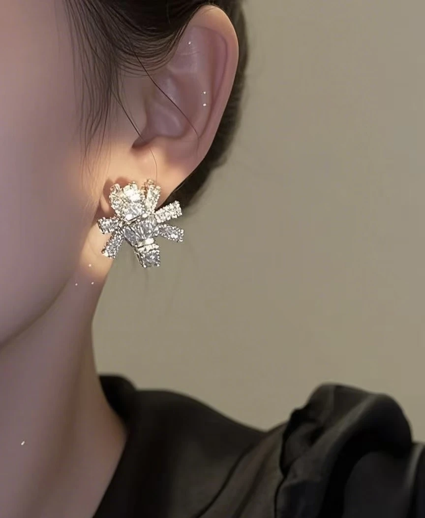 铜合金锆石耳饰 时尚耳钉通用链接2