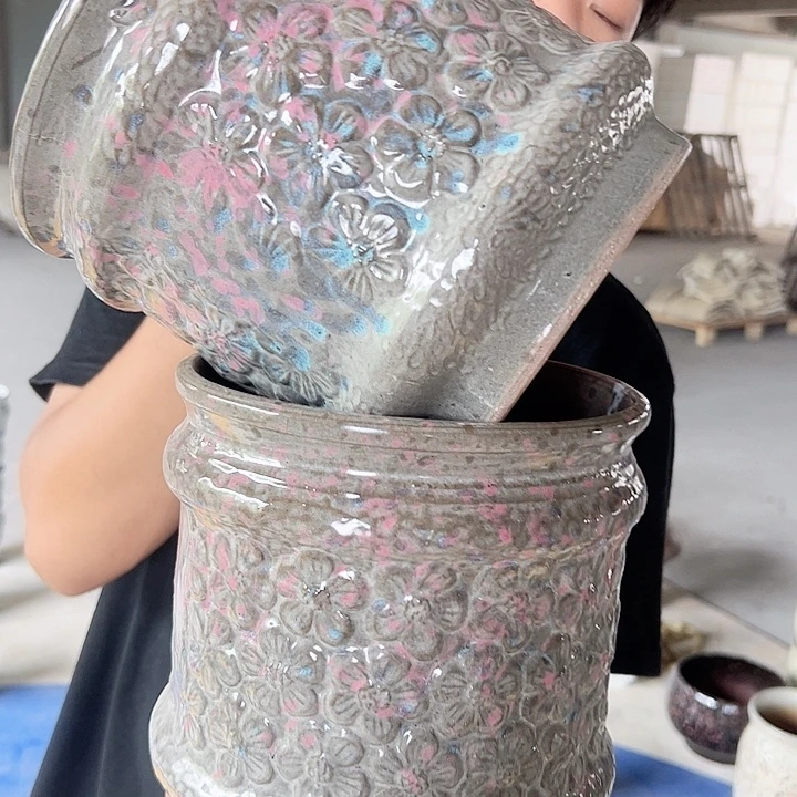 紫砂花盆高20口20