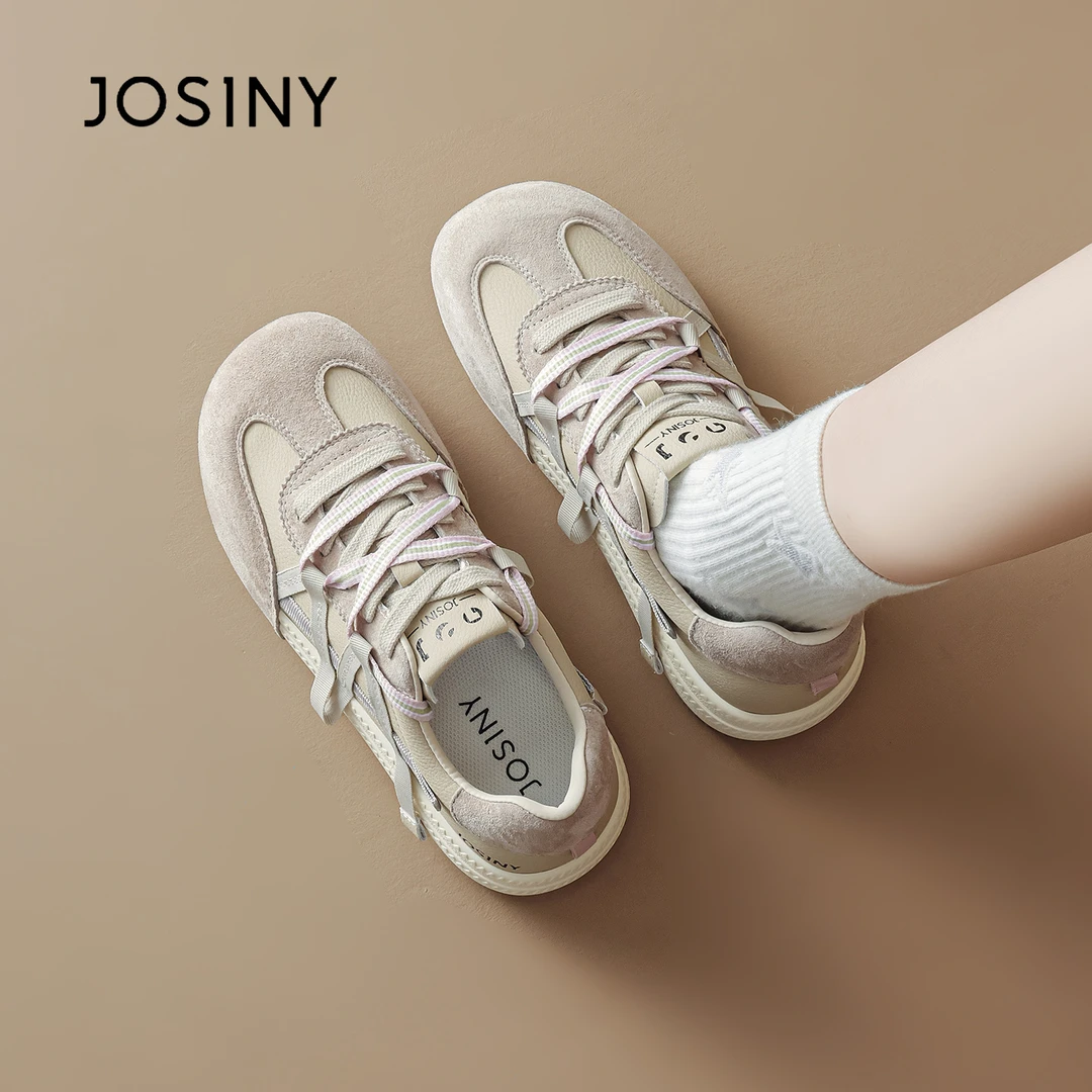 卓诗尼内增高德训鞋2025秋系带秋季透气时尚休闲鞋百搭小白鞋爆款