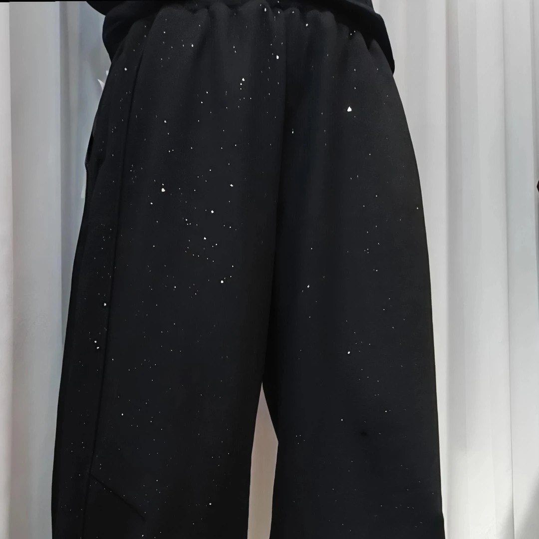 (郑州银基)2025冬季时尚星光感加绒加厚松紧腰显瘦弯刀裤