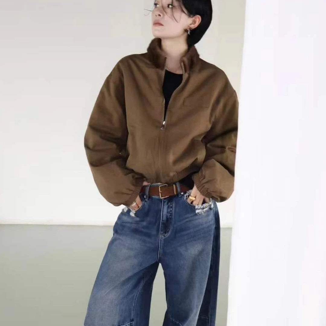 LIS&AZ-高级咖水貂毛领鹅绒服XR10105