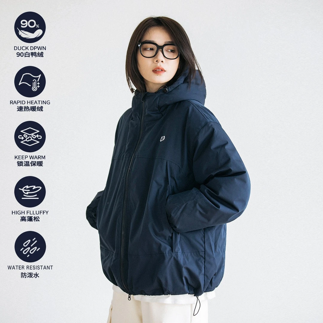 Epicsocotra2024冬装户外休闲加厚防水90白鸭绒连帽羽绒服 男女
