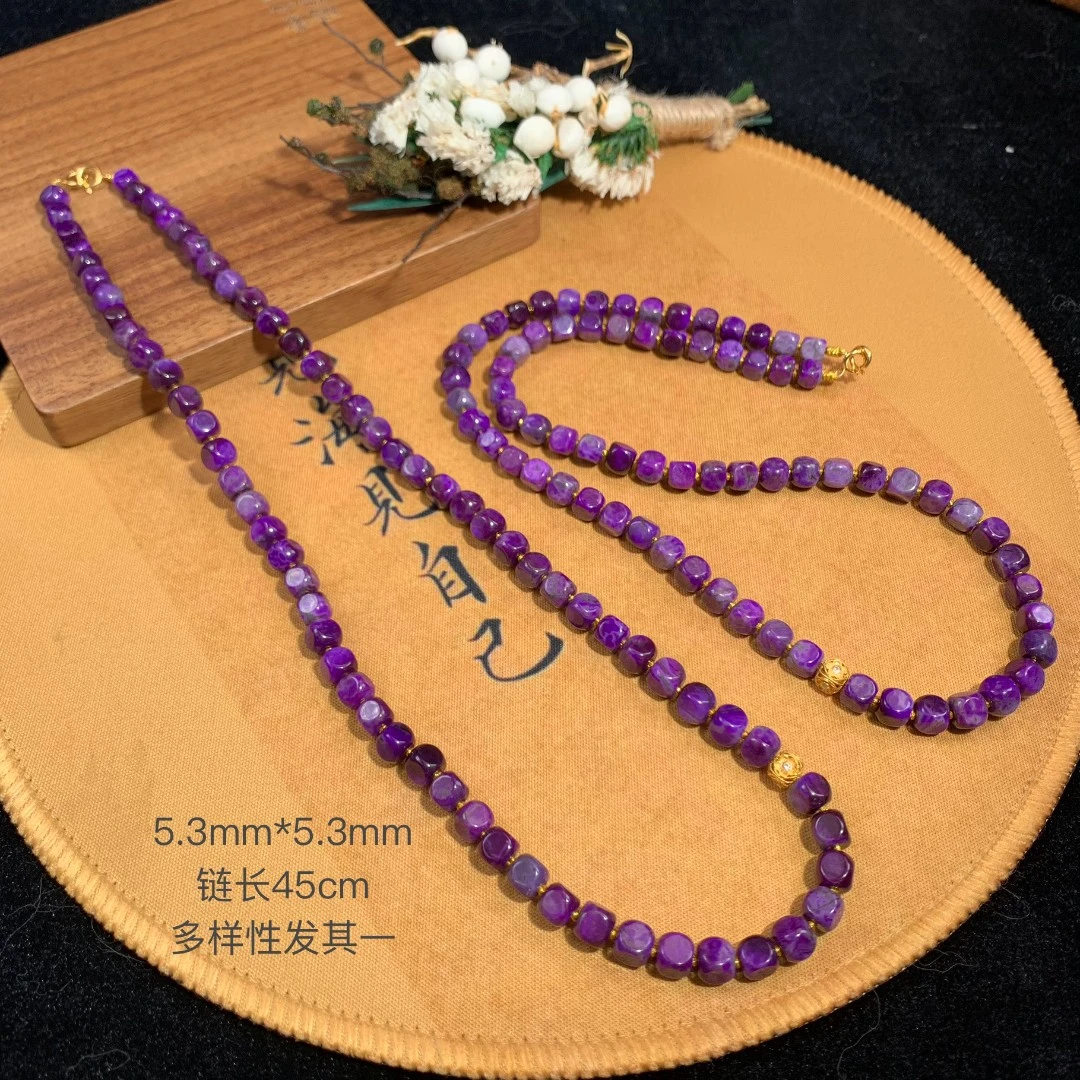 潮生石丨18K金镶舒俱来六方珠项链5mm/多样性发其一/K01330