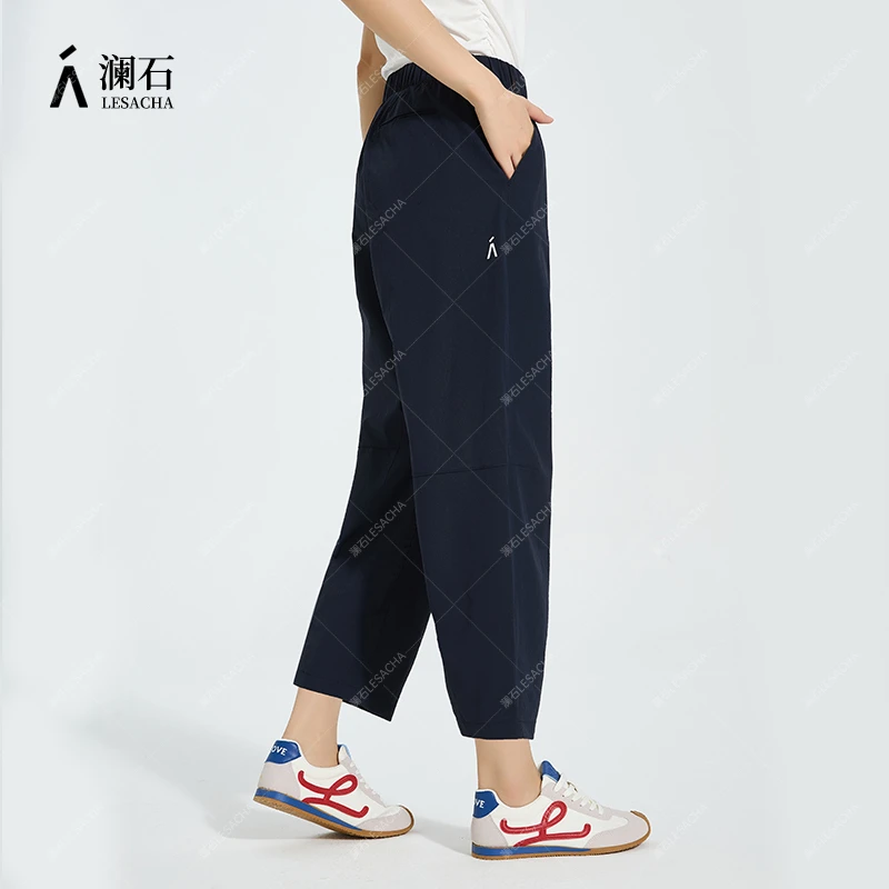 澜石！2025夏季新款宽松显瘦运动哈伦针织九分休闲裤时尚（24269）