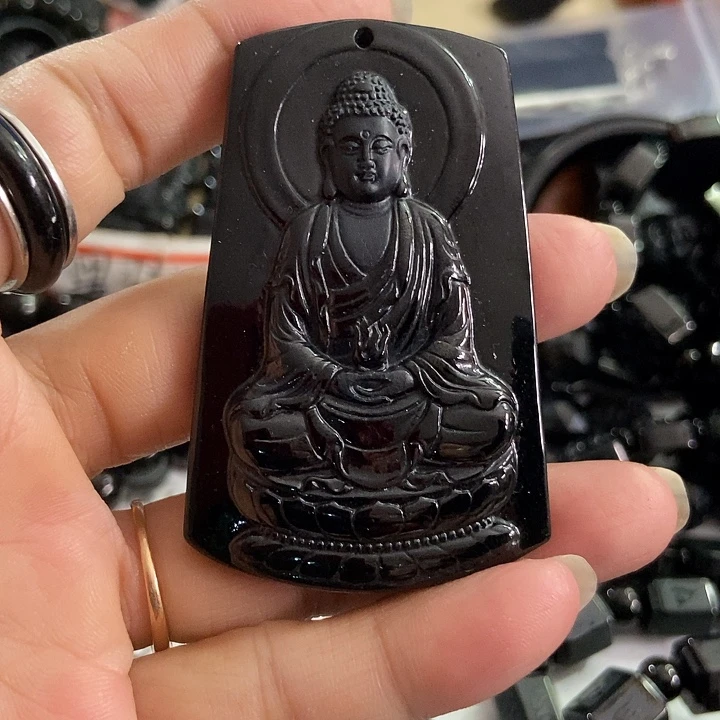 翡翠未镶嵌颈饰墨翠大日如来