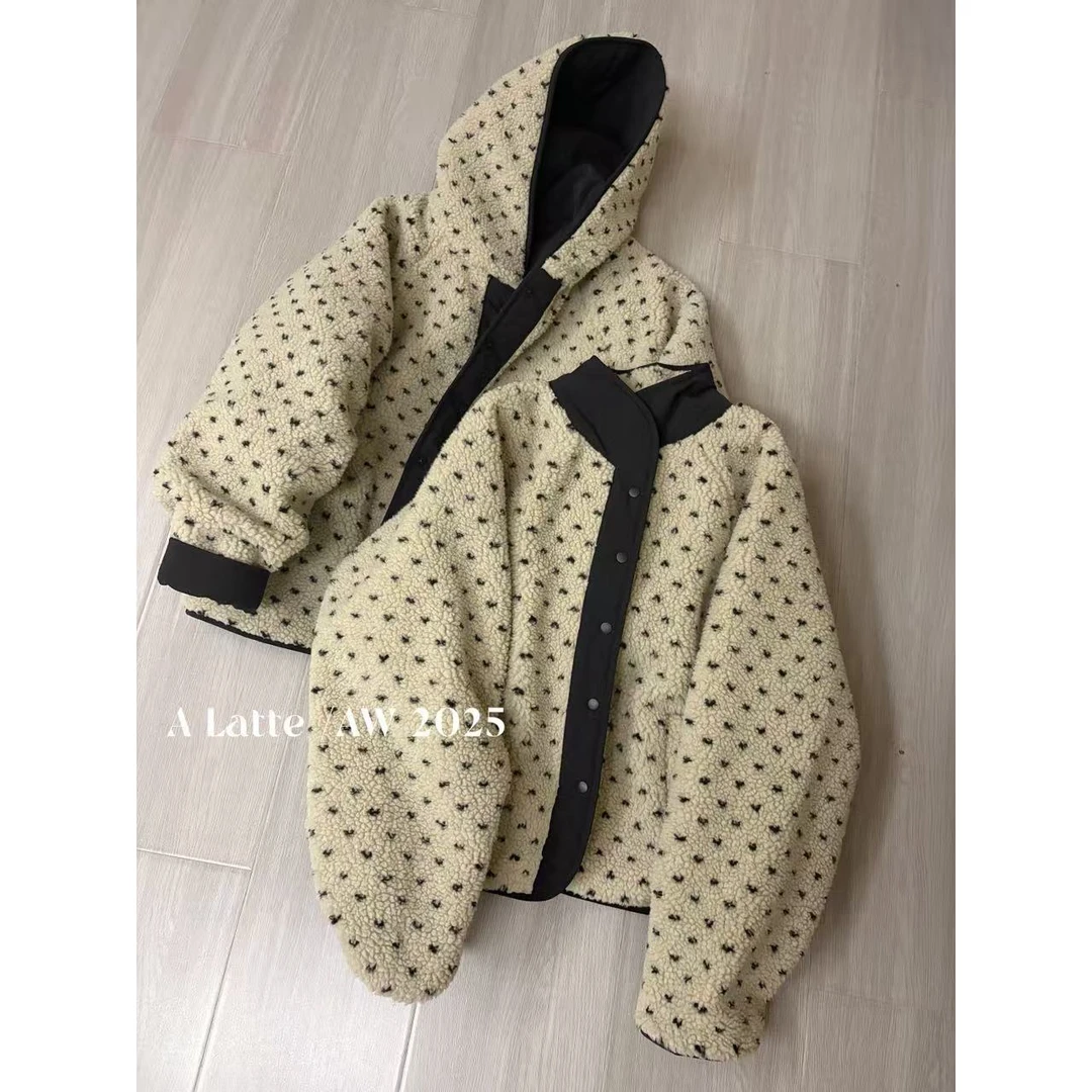 ALatte：卡普里岛/  两面穿立领毛毛棉服外套