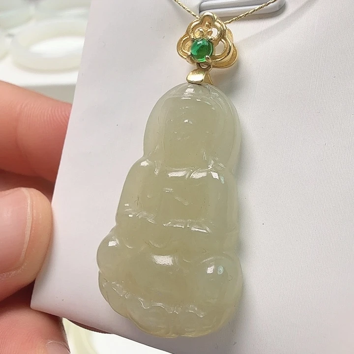 和田玉银S925镀金镶嵌颈饰