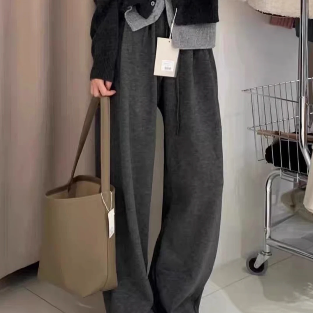 面膜糯米裤女秋2025新款垂坠感软糯直筒阔腿宽松慵懒松弛感2607