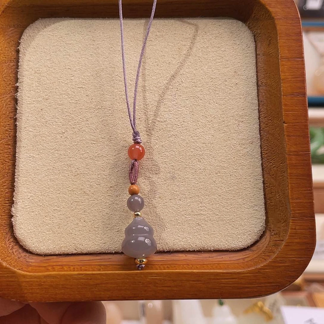 未镶嵌和田玉手机链烟紫葫芦福禄挂链