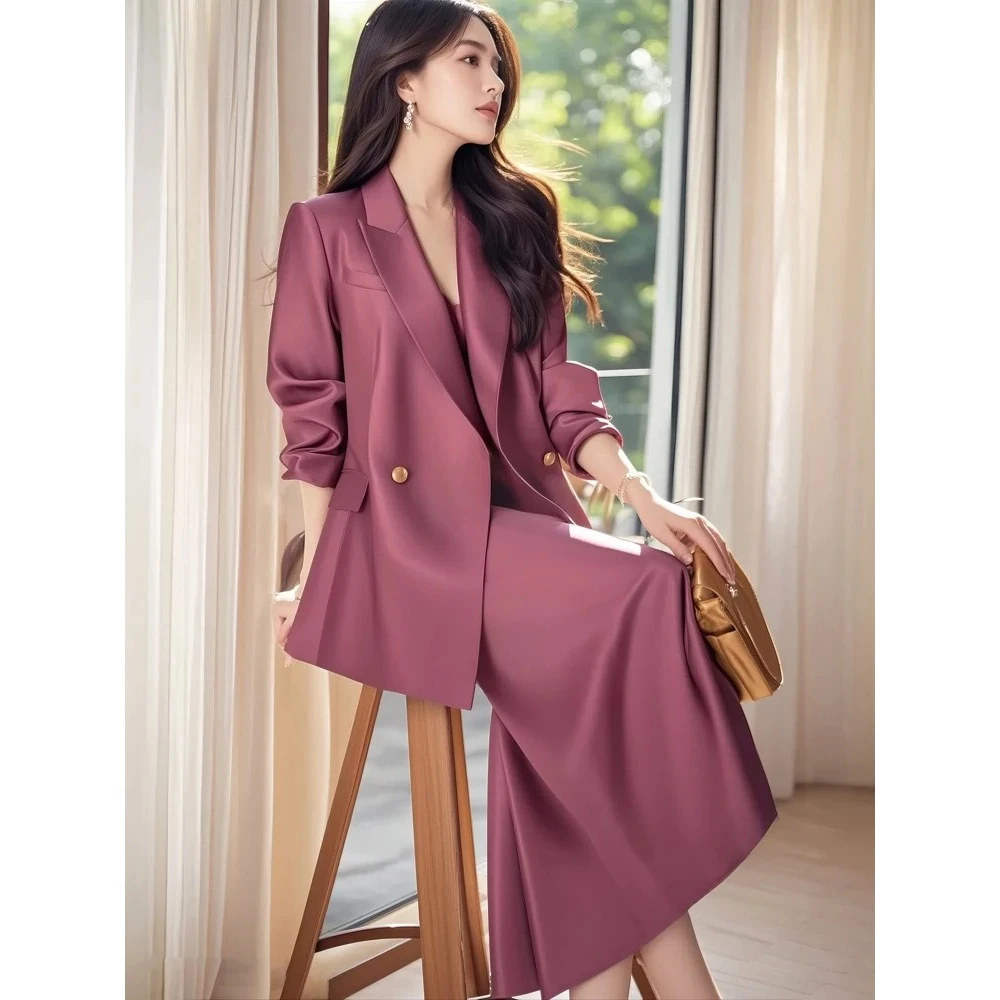 早秋穿搭高级感气质女神范漂亮高端时尚小香风西装外套半身裙套装